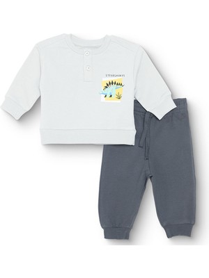 Hellobaby Erkek Bebek Eşofman Takımı Şardonlu Bisiklet Yaka Uzun Kol Ribanalı Paça