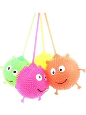 Işıklı Kirpi Yoyo Topları Squishy Oyuncak 24 Adet - Yumuşak Eğlenceli Doğum Günü Dağıtmalık Oyuncak