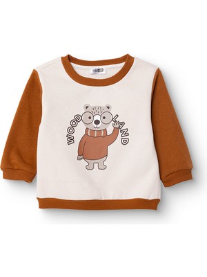 Hellobaby Erkek Bebek Woodland 1 Sweatshirt Şardonlu Bisiklet Yaka Uzun Kol