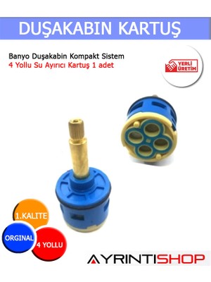 AYRINTISHOP Banyo Duşakabin Kompakt Sistem 4 Yollu Su Ayırıcı Kartuş 1 Adet