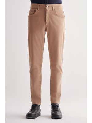 Bej Casual Slim Fit 5 Cep Düz Paça Pantolon 1003255321