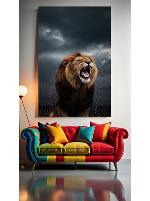Özkacar Group Kükreyen Aslan V1 Ev Duvar Salon Güzellik Salonu Ofis Dükkan Dekarasyon Kanvas Tablo
