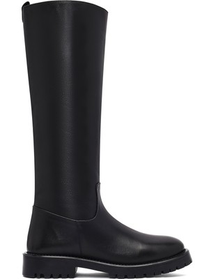 Kadın Siyah Fermuarlı Deri Çizme 25WFD152018