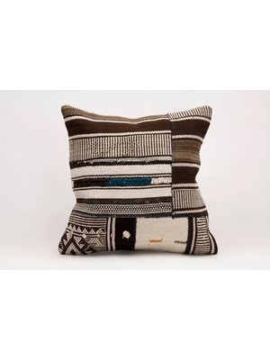 El Yapımı Kilimden Yapılmış Vintage Kırlent Kılıfı, Yün, 50X50CM
