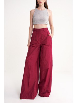 Bordo Beli Lastikli Bol Kesim Pantolon 41653