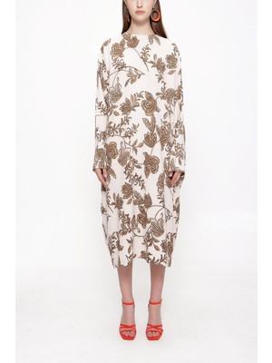 Bej Bol Kesim Uzun Elbise 94063