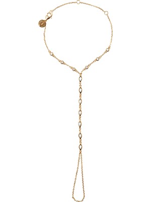 Altın Minimal Kristal Taşlarla Tasarlanmış 925 Ayar Gümüş Şahmeran 114