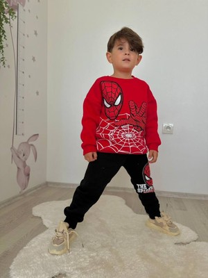 Erkek Çocuk Örümcek Adam Modelli 3iplik Şardonlu Eşofman Takımı