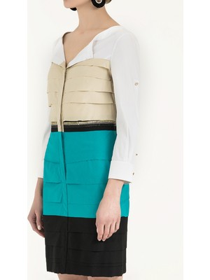 Su Yeşili Renkli Poplin Mini Elbise 90653