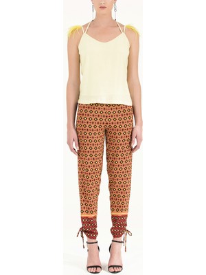 Sarı Tüylü Askılı Bluz 19694