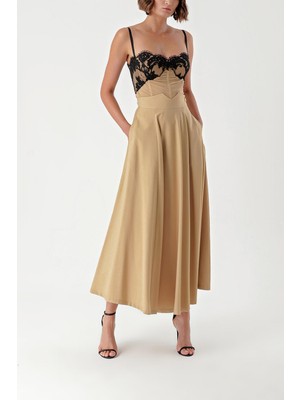 Bej Korsiyaj Kemerli  Godeli Etek 81270