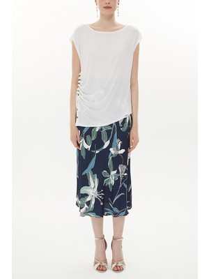 Ekru Çıtçıt Detaylı Salaş Bluz 19817