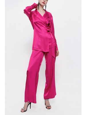 Fuşya Bol Kesim Ceketli Ikili Takım 12282