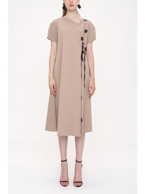 Bej Bağcıklı Elbise 93946