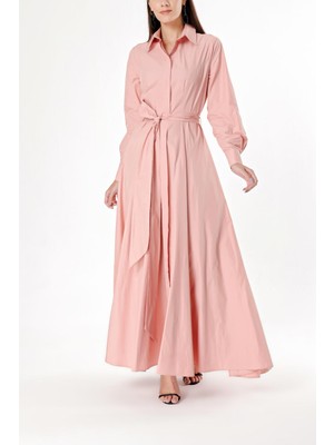 Somon Uzun Tafta Gömlek Elbise 94335