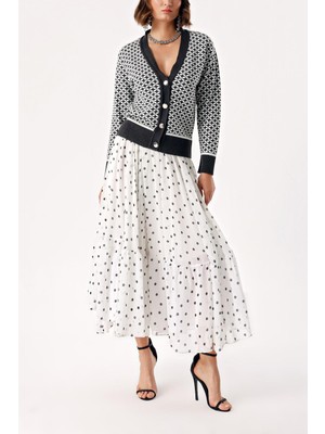 Lacivert Desenli Triko Hırka 28863