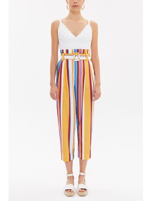 Çizgili Kemerli Pantolon 41351