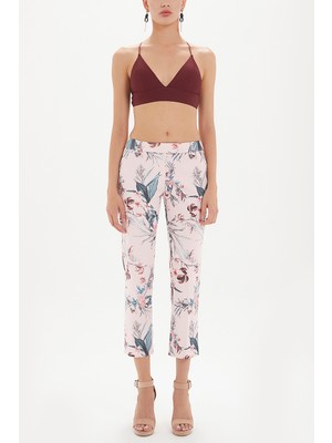 Desenli Düşük Bel Boru Paça Pantolon 41304