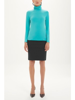 Yeşil Balıkçı Yaka Örme Bluz 19665