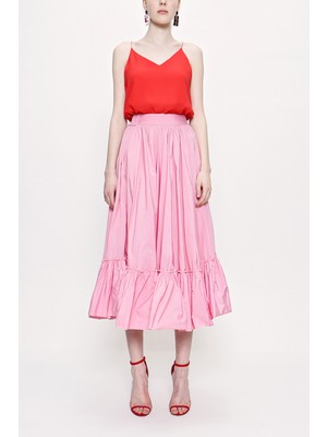 Açık Pembe Beli Lastikli Godeli Etek 81184