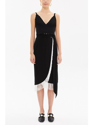 Siyah Anvelop Kapama Püsküllü Etek 81071