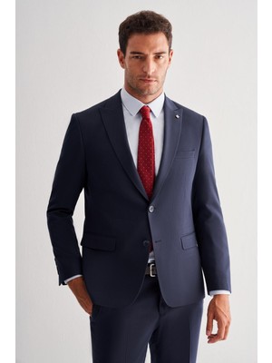 Lacivert Kılıç Yaka Tam Astar 6 Drop Slim Fit Takım Elbise 1001255157