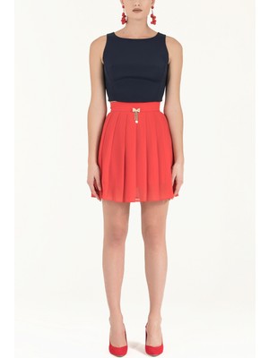 Kırmızı Piliseli Mini Etek 80452