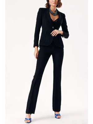 Siyah Beş Cep Boru Paça Pantolon 41642