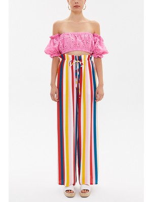 Pembe Brodeli Kısa Bluz 19758