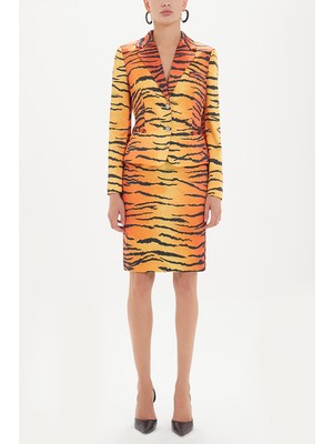 Kırmızı Desenli Diz Üstü Etek 80744