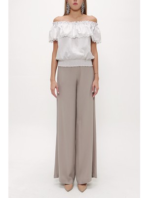 Yeşil Dantelli Düşük Omuz Bluz 19473