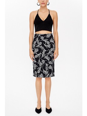 Desenli Diz Altı Düz Dar Etek 81119