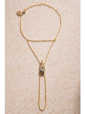 Altın Kuş Tüyü Kristal Taş Detaylı 925 Ayar Gümüş Şahmeran 27