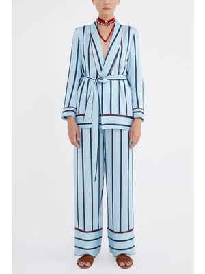 Mavi Kemerli Blazer Ceket 61119