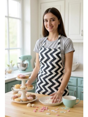 Zikzak Desenli Mutfak Önlüğü