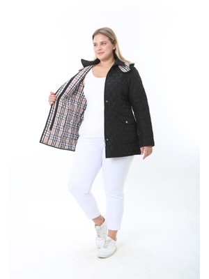 Su Itici,ekoseli, Büyük Beden Kapitone Mont,mevsimlik Mont