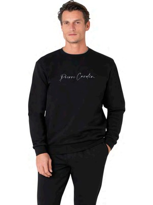 Pierre Cardin 6115 Erkek Siyah Uzun Kollu Bisiklet Yaka Üç Iplik Eşofman Takımı