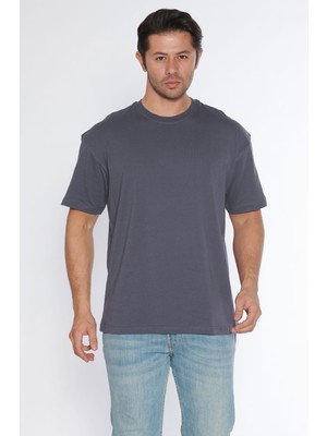 Black Horn Erkek Bisiklet Yaka %100 Pamuk Oversize T-Shirt