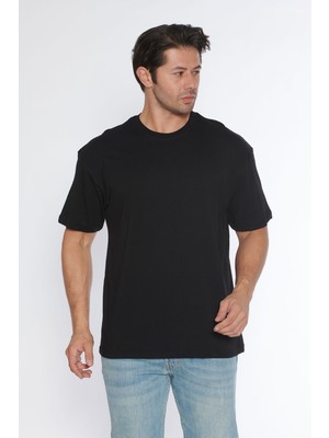 Black Horn Erkek Bisiklet Yaka %100 Pamuk Oversize T-Shirt