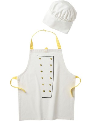 Çocuk Önlüğü ve Şapka, Beyaz-Sarı, 57 cm