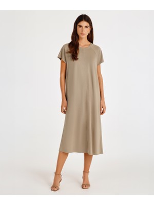 Bisiklet Yaka Reglan Kol Elbise