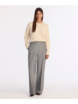 Yargıcı Yün Kaşmir Geniş Bisiklet Yaka Uzun Kol Kazak