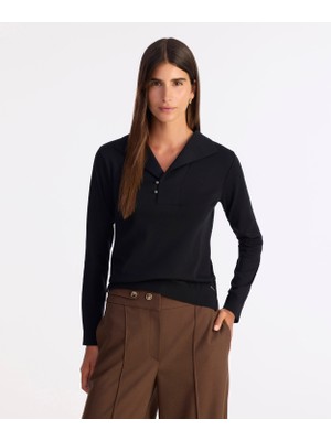 Regular Ceket Yaka Uzun Kol Kazak