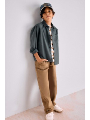 DeFacto %100 Pamuk Loose Fit Standart Paça Gabardin Pantolon Erkek Çocuk G1865A825AU