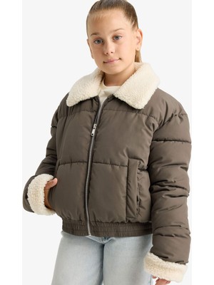 DeFacto Pelüş Yakalı Fermuarlı Mont Kız Çocuk F0050A825AU
