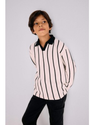 DeFacto Erkek Çocuk Polo Yaka Waffle Uzun Kollu Tişört G2665A825AU