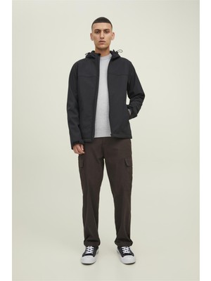 Jack & Jones Erkek Günlük Ceket Siyah Jepublic Jjemarvın Hood Softshell Noos Hafif ve Nefes Alabilir