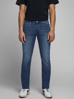 Jack & Jones 12152347 Denim Pantolon Erkek Yüksel Bel Esnek Düz Mavi Günlük Kullanım İçin