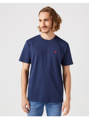 Wrangler Bisiklet Yaka Lacivert Erkek T-Shirt W7NM203877W72 Bisiklet Yaka T-Shirt