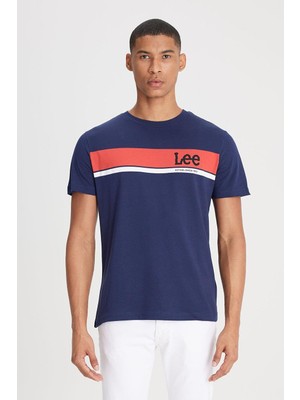 Lee Logo Erkek Lacivert Bisiklet Yaka Tişört
